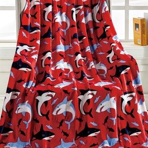 Noble House Red & Blue Shark Throw.  NWT